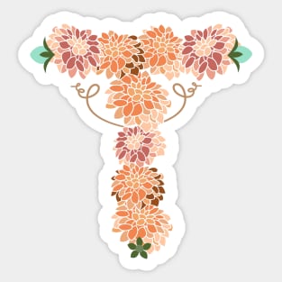 Letter T Floral Sticker